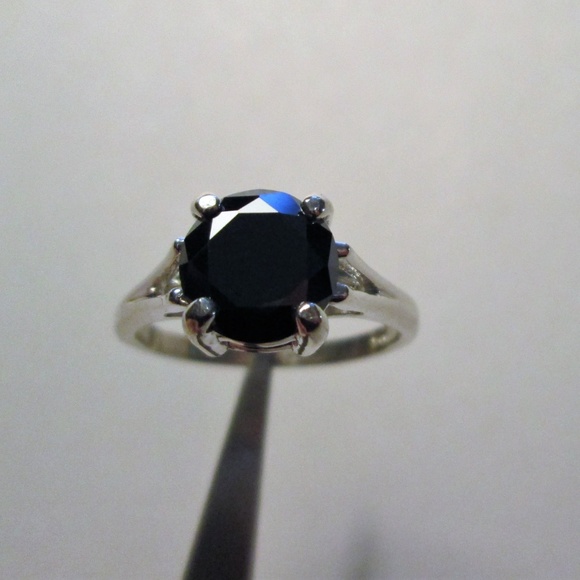 2.25ct Real Natural Black Diamond Ring, Appraisal, Free Diamond Tester - Picture 6 of 7